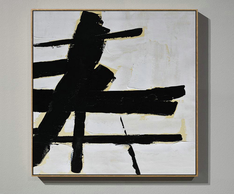 Original Abstract Painting Extra Large Canvas Art,Handmade Minimal Art Palette Knife Canvas Painting, Black White Beige - Hand Painted Original Art